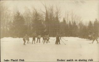 Lake Placid Ny Ice Hockey Game C1910 Real Photo Postcard