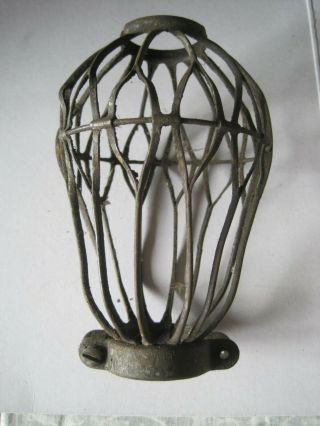 Vintage Antique 1916 Flexco Industrial Trouble Lamp Cage Steampunk Drop Light