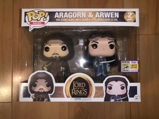 Funko Pop Lord Of The Rings Aragorn & Arwen 2 - Pack Sdcc 2017 Official Sticker