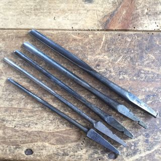 Vintage Shell Auger Drill Bits X 5 Old Antique Hand Brace Drill Bit Tool 133