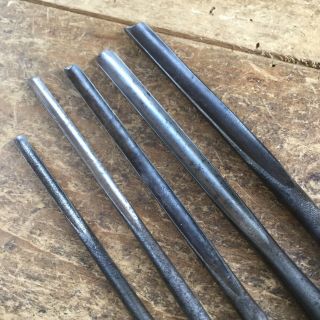 Vintage SHELL AUGER DRILL BITS x 5 Old Antique Hand Brace Drill Bit Tool 133 2