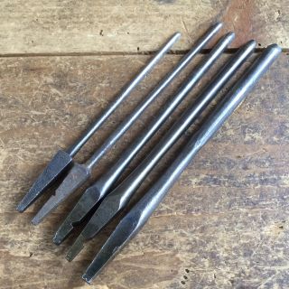 Vintage SHELL AUGER DRILL BITS x 5 Old Antique Hand Brace Drill Bit Tool 133 4