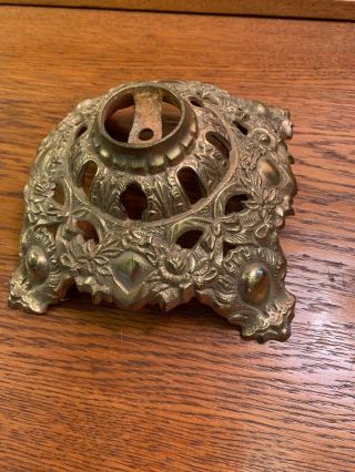 Antique Oil / Electric Ornate Victorian Lamp Cast Iron Base Gold / Brass Colored
