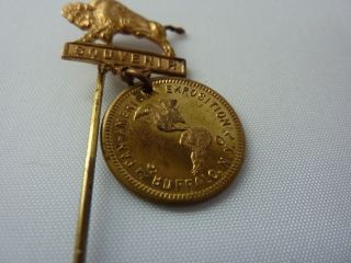 VINTAGE 1901 PAN AMERICAN EXPOSITION STICKPIN W/ MEDALLION FROM BUFFALO N.  Y. 2