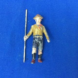 Boy Scout Vintage Lead Toy Figure With Hiking Stick