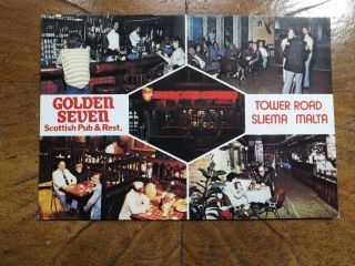 Rp Postcard Malta Golden Seven Pub Restaurant Sliema.