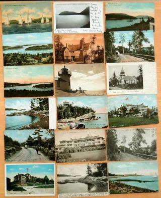 18 Postcards All From Northeast Harbor Mount Desert Bear Island Light Maine Me