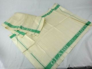 Pr Vtg Irish Linen Hemp Cotton Glass Cloth Kitchen Towel / Dish Towel Soiled