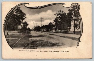Covington Louisiana Jefferson Avenue Homes & Church Dirt Road 1908 Art Nouveau