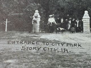 Antique RPPC Postcard City Park STORY CITY IOWA Entrance To City Park 1913 2