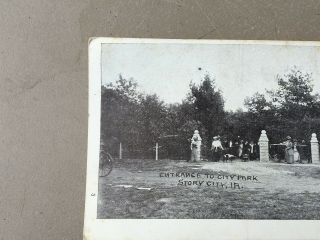 Antique RPPC Postcard City Park STORY CITY IOWA Entrance To City Park 1913 5