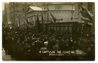 1921 Postcard Of Latvia De Jure Celebration March By Reeksts Of Riga