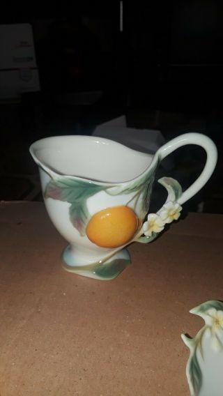 Franz Porcelain Orange Design Cup,  Saucer & Spoon 2