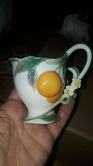 Franz Porcelain Orange Design Cup,  Saucer & Spoon 6