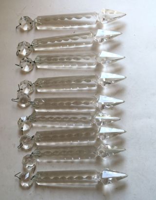 1 Antique 5.  75 " Vintage Crystal Glass Gothic Prism Chandelier Lamp Part Luster