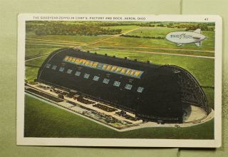 Dr Who 1933 Akron Oh Good Year Zeppelin Corp Factory & Dock Postcard E25782