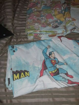 Vintage D.  C Comics 1978 Superman & Walt Disney Snow White Bed Sheet Set Twin 3