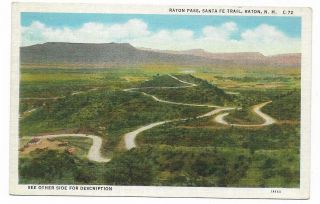 Vintage Mexico Linen Postcard Baton Pass Santa Fe Trail Aerial View