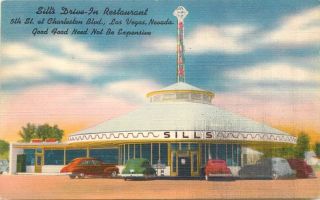 1940s Las Vegas Nevada Sills Drive - In Restaurant Linen Roadside Postcard
