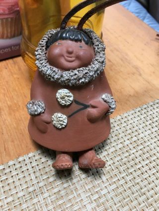Vintage Alaskan Art Pottery Eskimo Bell Wind Chime Ceramaic Clay