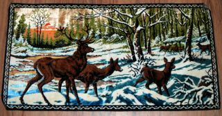 Wall Hanging Tapestry Deer Winter Nature Scene Sunset Vintage Home Decor