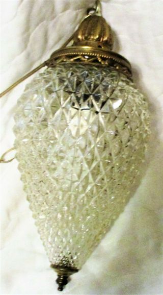 Vintage Mid - Century Hanging Swag Clear Glass Lamp Needs Rewiring