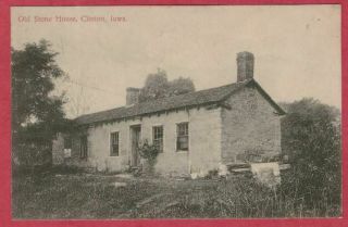 Clinton Iowa Postcard Old Stone House Pm 1917 Mccausland Ia Postmark Germany