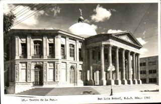 Mexico San Luis Potosi Teatro De La Paz Real Photo Rppc Vintage Postcard