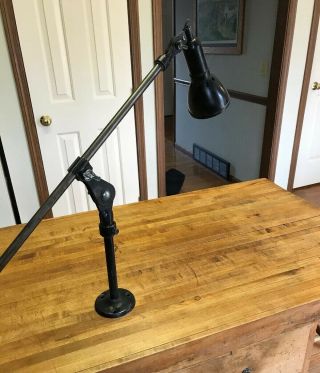 Vintage WALL/Table MOUNT Articulating Industrial Shop Work Bench Lamp Light 2