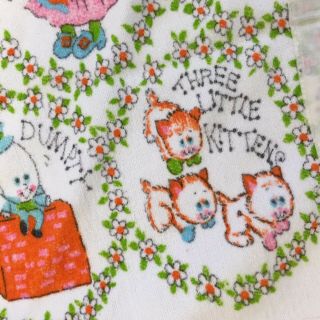 Vtg.  Nursery Rhyme Baby Blanket Satin Trim 7