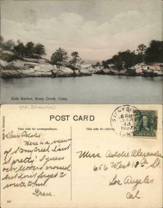 1907 Stony Creek,  Ct Kids Harbor Haven County Connecticut Postcard 1c Stamp