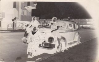 Egypt Vintage Photograph.  Ladies With An Old Car.  Negative Photo