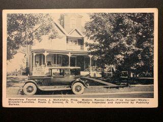 Postcard Savona Ny - C1920s Mountview Tourist Home On Route 2 - Old Car