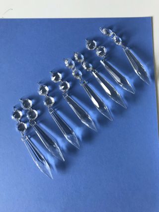 Vintage 8 Spear Glass Crystal Prisms For Lamp Chandelier