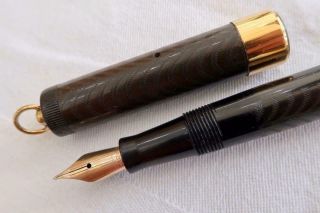 Parker Duofold Lucky Curve,  Ring Top Black Fountain Pen C1930 Fully Restored