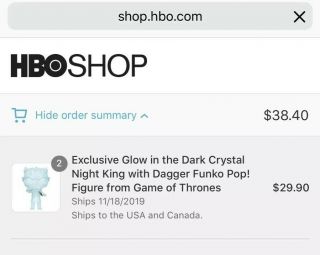 Funko Pop Game Of Thrones Glow Crystal Night King Hbo Exclusive Confirmed Order