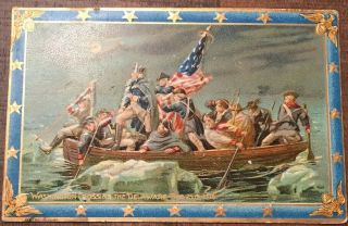 Vintage George Washington Crossing The Delaware Raphael Tuck’s Postcard Embossed