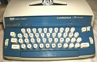 Scm Smith Corona Typewriter Seventy Johns Equipment Blue Vintage