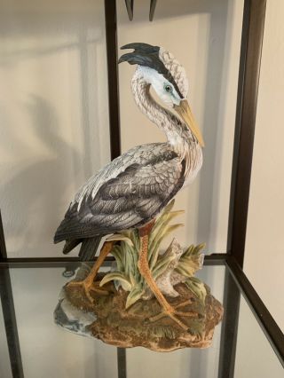 Great Blue Heron Figurine Andrea By Sadek Statue Bird [clean] 10 1/4”
