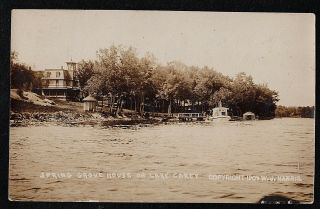 Antique Vintage Rppc Postcard Spring Grove House On Lake Carey,  Pa 1909
