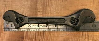 Vintage 8 - 10 Inch Double Ended Crescent Wrench Non - Chrome Industrial Finish Tool