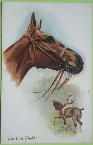 Artist Signed,  Equine Sport,  Polo Horses,  " The First Chukkar ",  By Wright,  C 1920