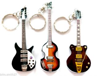 The Beatles Ed Sullivan Set Of 3 Miniature Guitar 4 " Fridge Magnet & Keychain