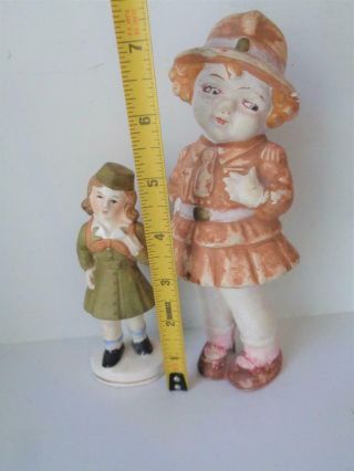 2 Vintage Brownie Girl Scout Guide Dolls Statues Figures Made in Japan BISQUE 2