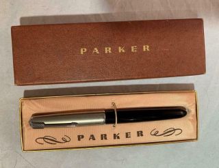 Vtg Parker 51 Fountain Pen Silver Tone Cap Box Parker " 51 "