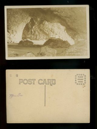 Lost Boy Cave & Model T Ford C.  1915 Rppc Sepia Toned Noko Cape Meares Oregon
