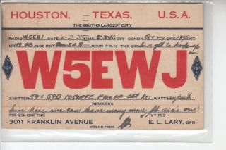 1935 Qsl Card W5ewj Houston Texas Tx