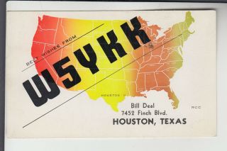 1954 Qsl Card W5ykk Houston Texas Tx