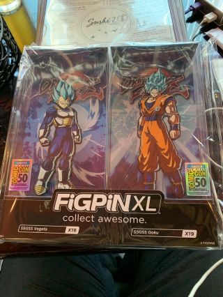 2019 Sdcc In - Hand Figpin Goku & Vegeta Ssgss Xl Dragon Ball Z 2 - Pack X18 X19