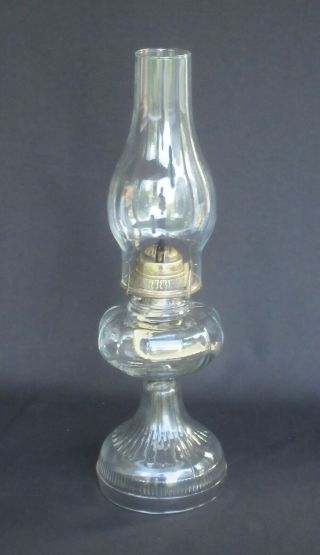 Antique/vintage Clear Glass Oil Kerosene Hurricane Lamp W/ Burner & Chimney